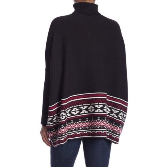JOSEPH A Patterned Turtleneck Poncho Sweater - Picture 2 of 6